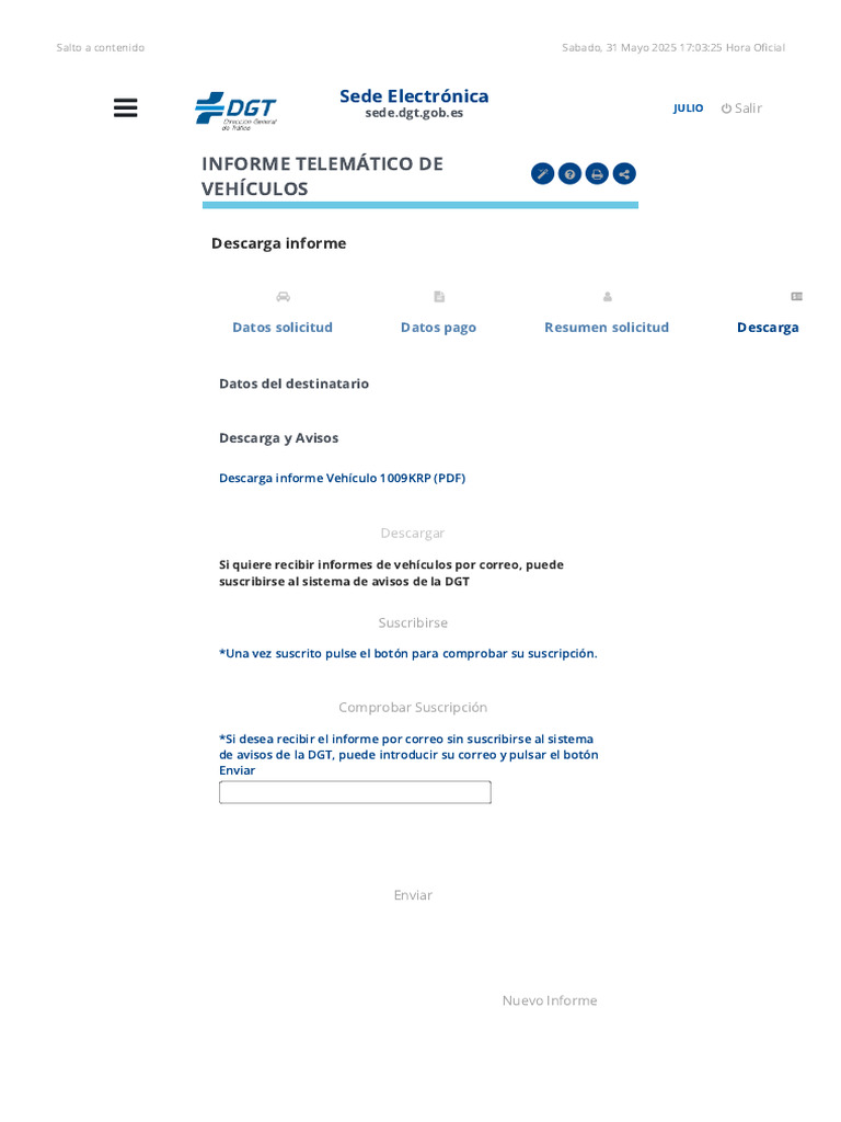 INTV_Informe Telemático de Vehículos - Descarga Informe | PDF ...