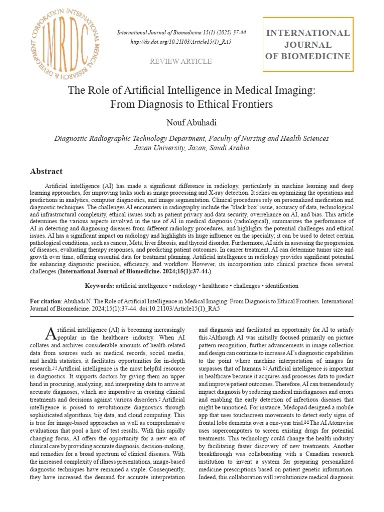 ijbm_15(1)_ra5 | PDF | Medical Diagnosis | Radiology