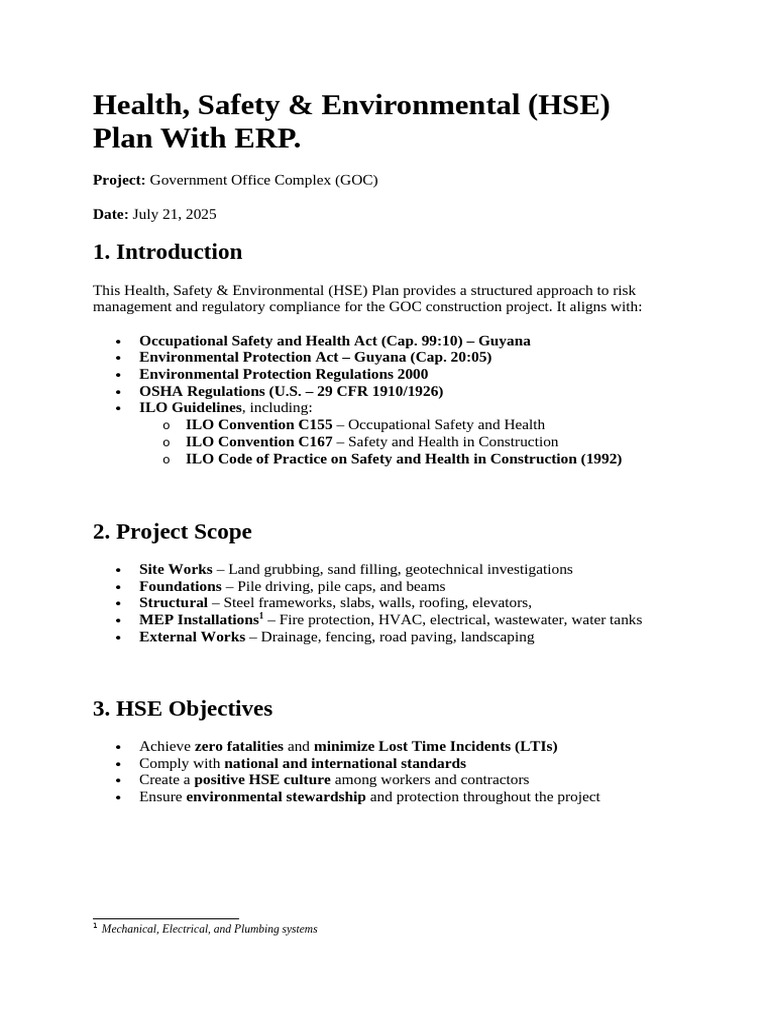 HSE Plan for Government Office Complex | PDF | Occupational Safety And ...