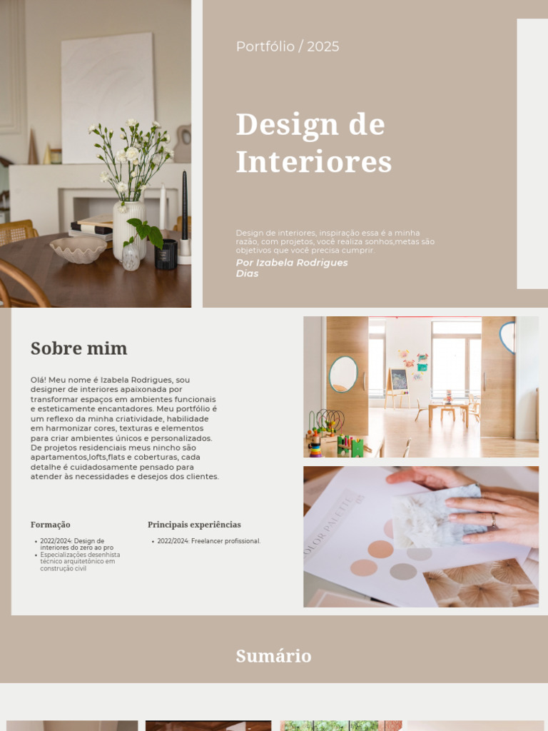 Apresentação Portfólio Design de Interiores Simples Bege - 20241123 ...