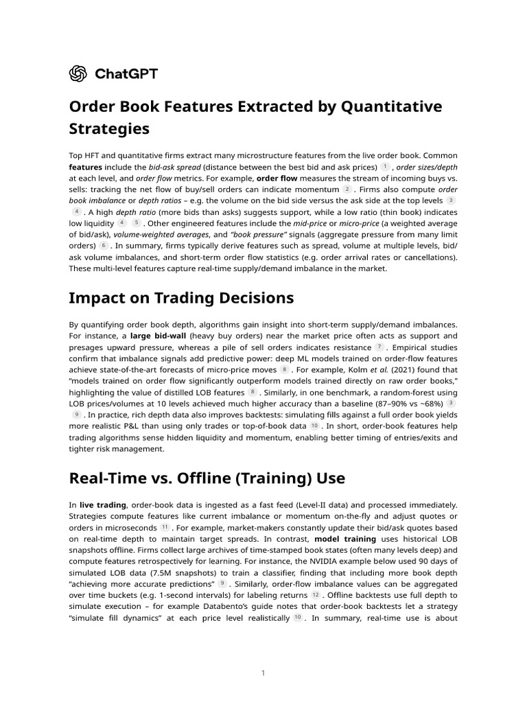 Order Book Features Extracted by Quantitative Strategies | PDF ...