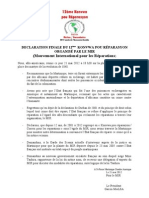 DECLARATION FINALE DU 12ème KONVWA POU RÉPARASYON ORGANISÉ PAR LE MIR (Mouvement International Pour Les Réparations)