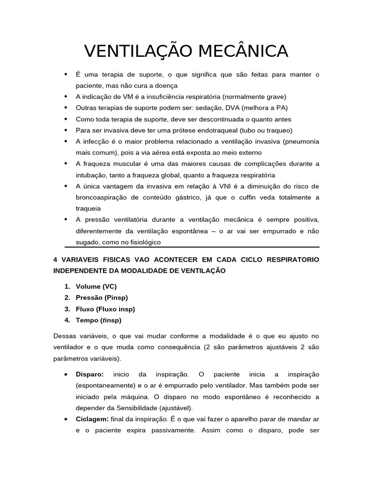 Guia Completo sobre Ventilação Mecânica | PDF | Respiração | Doenças e ...