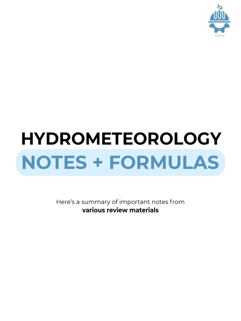 Hydrometeorology Notes and Formulas | PDF | Drainage Basin | Discharge ...