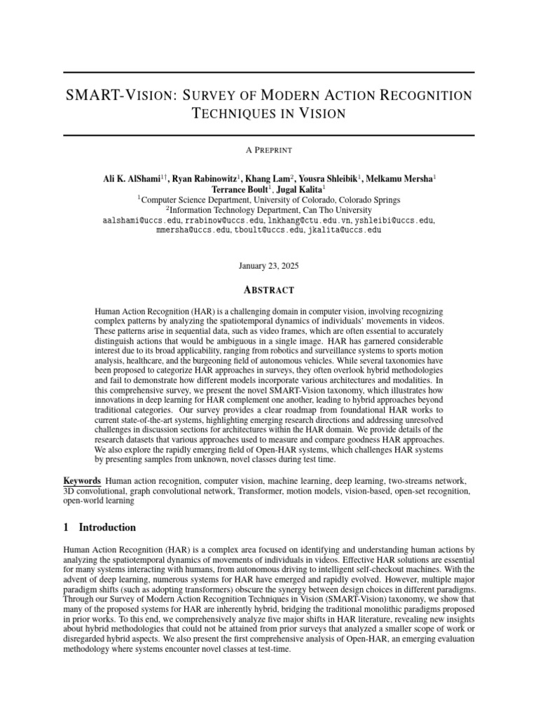 Modern Techniques in Action Recognition | PDF | Deep Learning | Machine ...