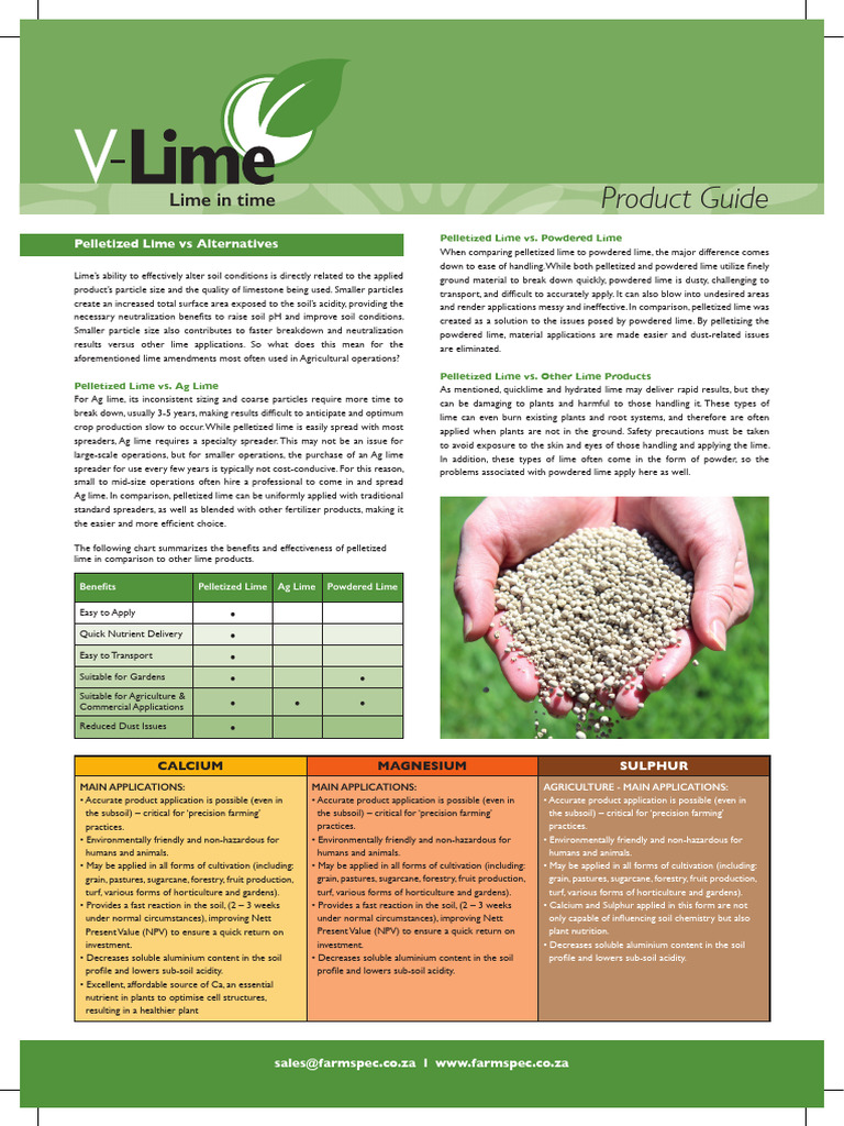 FS VLime Prod Sheet Aug 23 | PDF | Lime (Material) | Soil