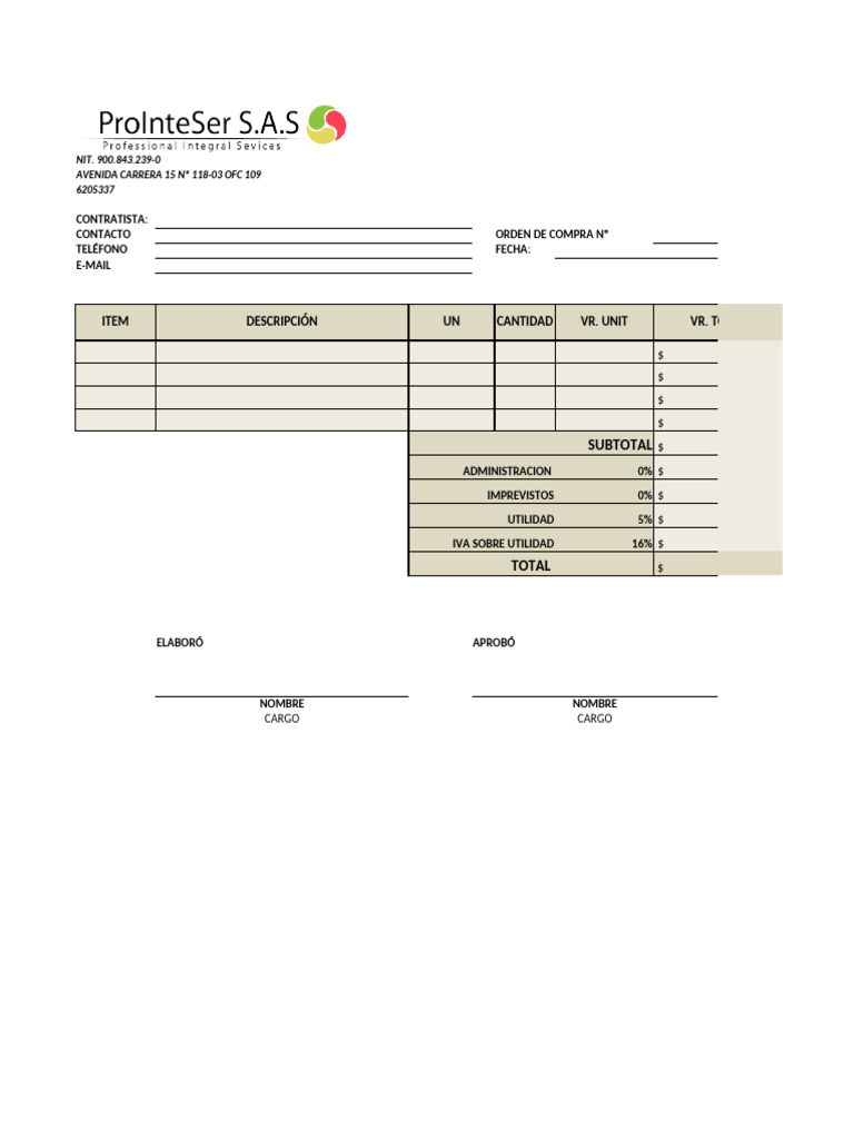 Orden de Compra y Detalles Financieros | PDF