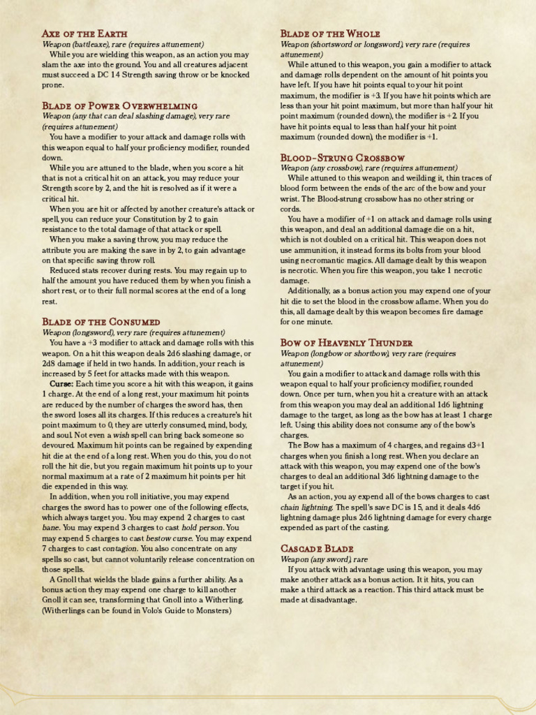 Unique Rare and Very Rare Weapons Guide | PDF | Shield | Sword