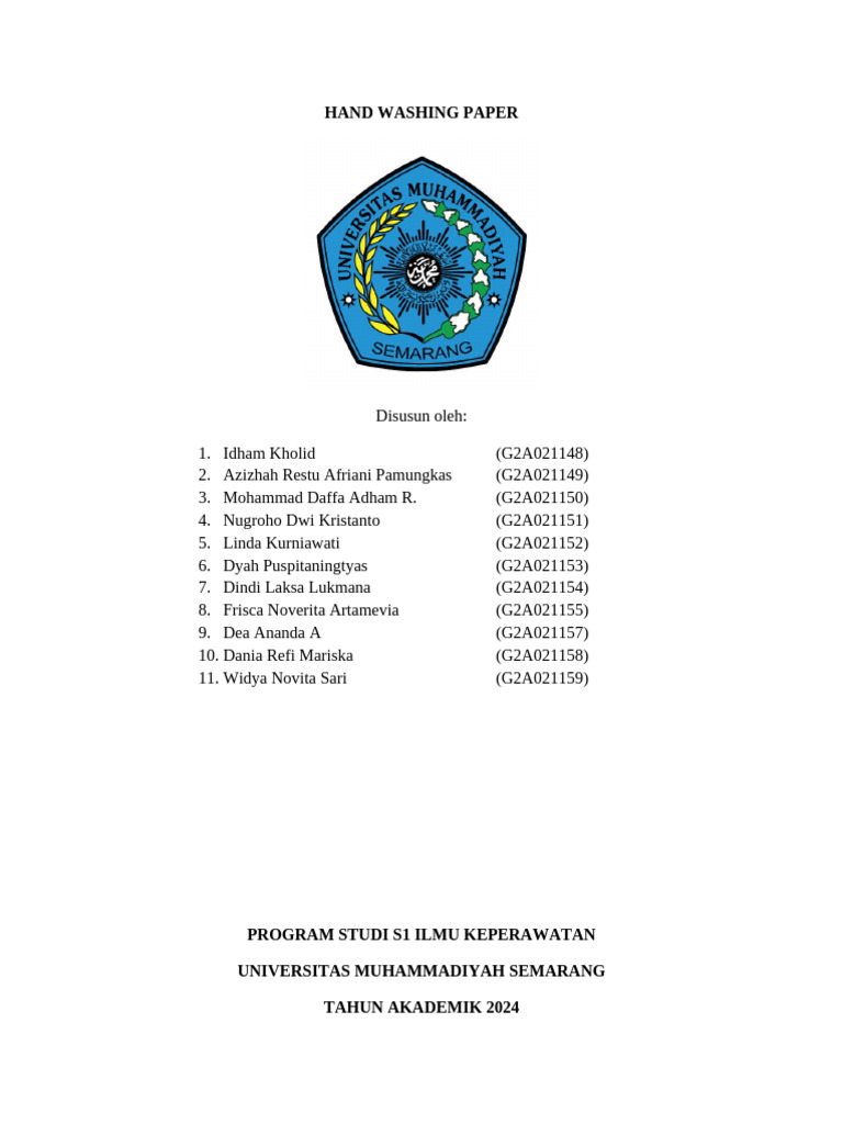 Makalah BHS Inggris Hand Washing Paper | PDF | Hand Washing | Medical ...