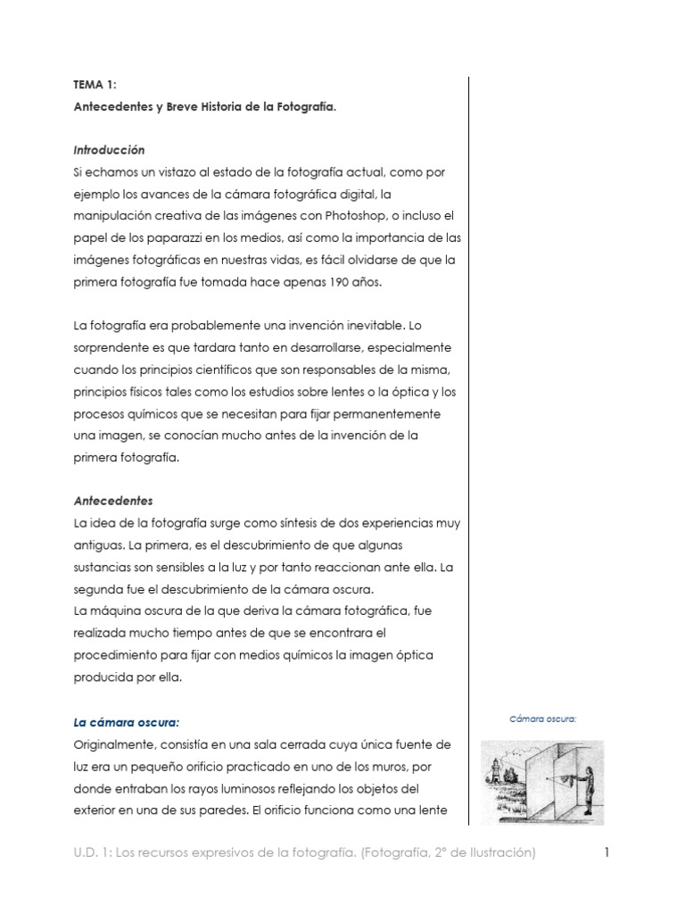 Antecedentes y Breve Historia de La Foto | PDF