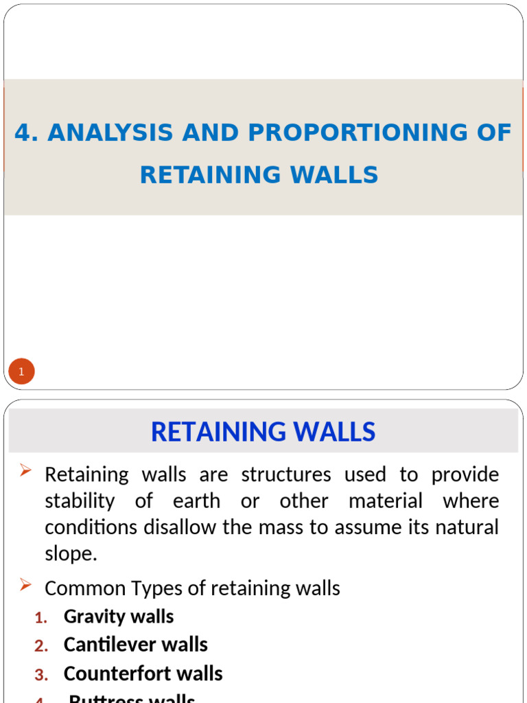 4-Analysis and Proportioning of Retaining Walls | PDF | Soil | Applied ...