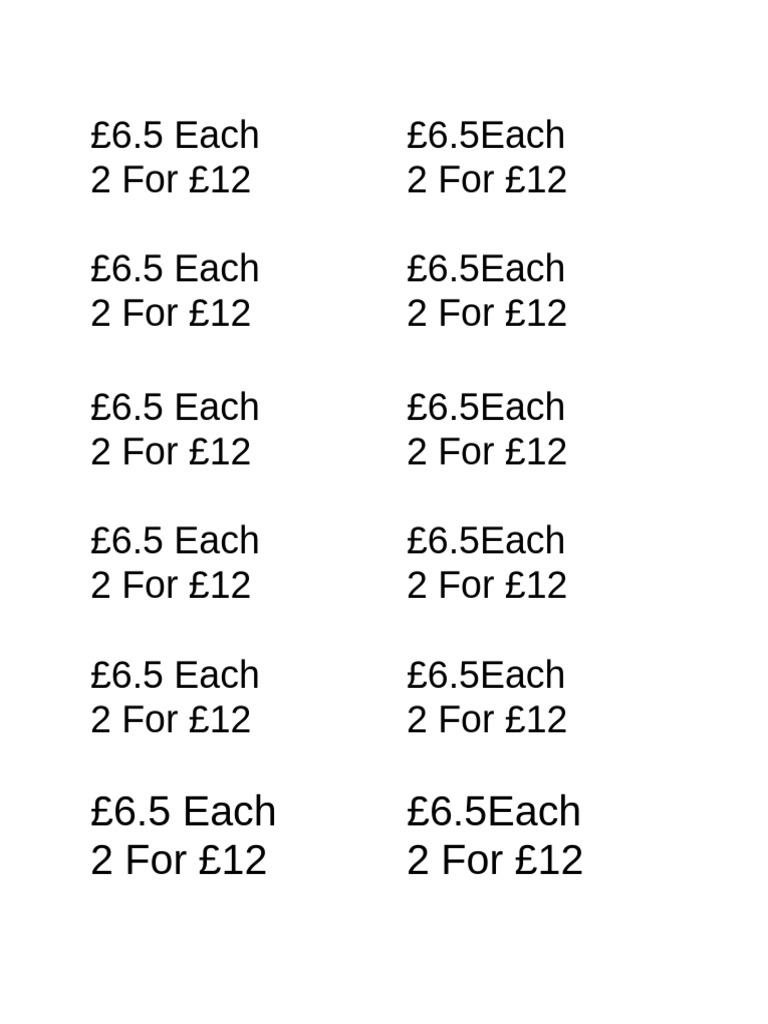 Pricing Details for £6.5 Each Offer | PDF