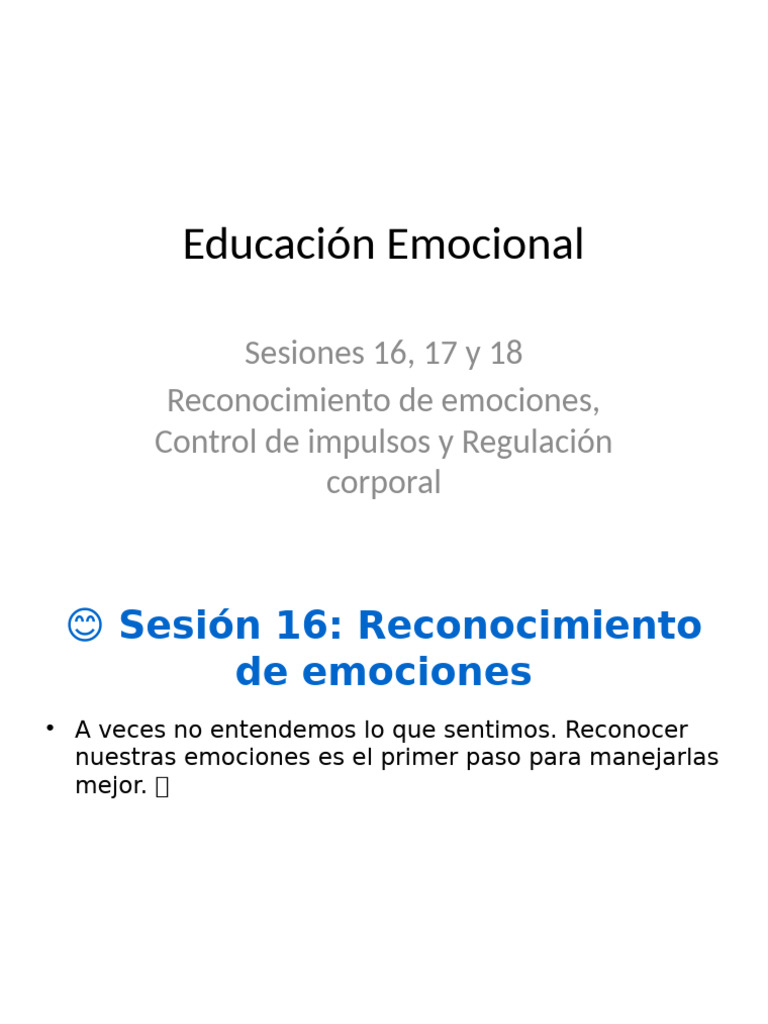 Educación Emocional: Reconocimiento y Control | PDF | Las emociones ...