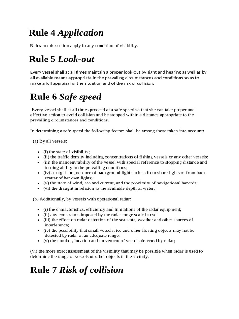 COLREGs Rule 4: Safe Navigation Guidelines | PDF | Traffic | Radar