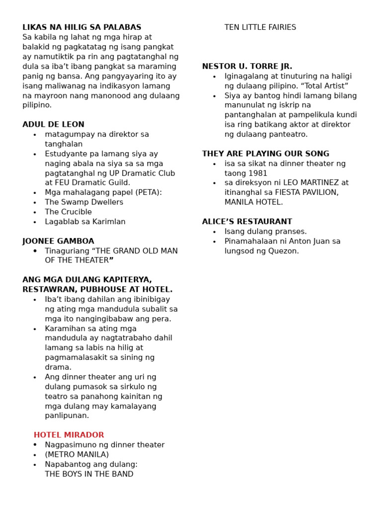 Likas Na Hilig Sa Palabas | PDF