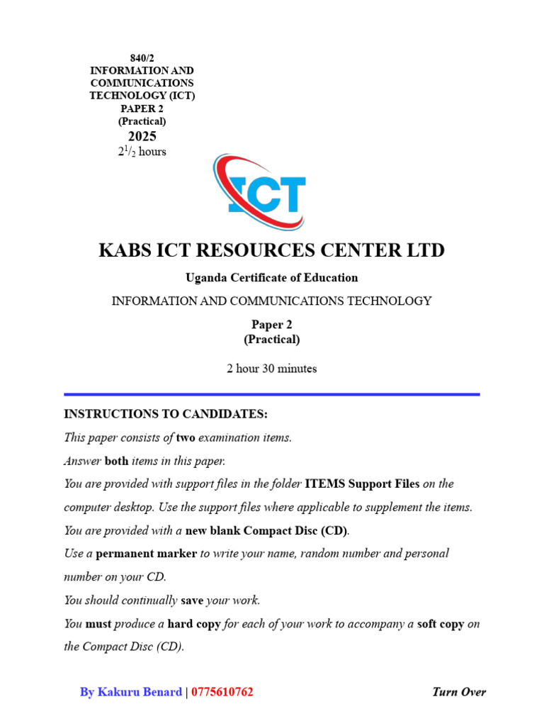 ICT Practical Exam Guide for Uganda Students | PDF | Computer File ...