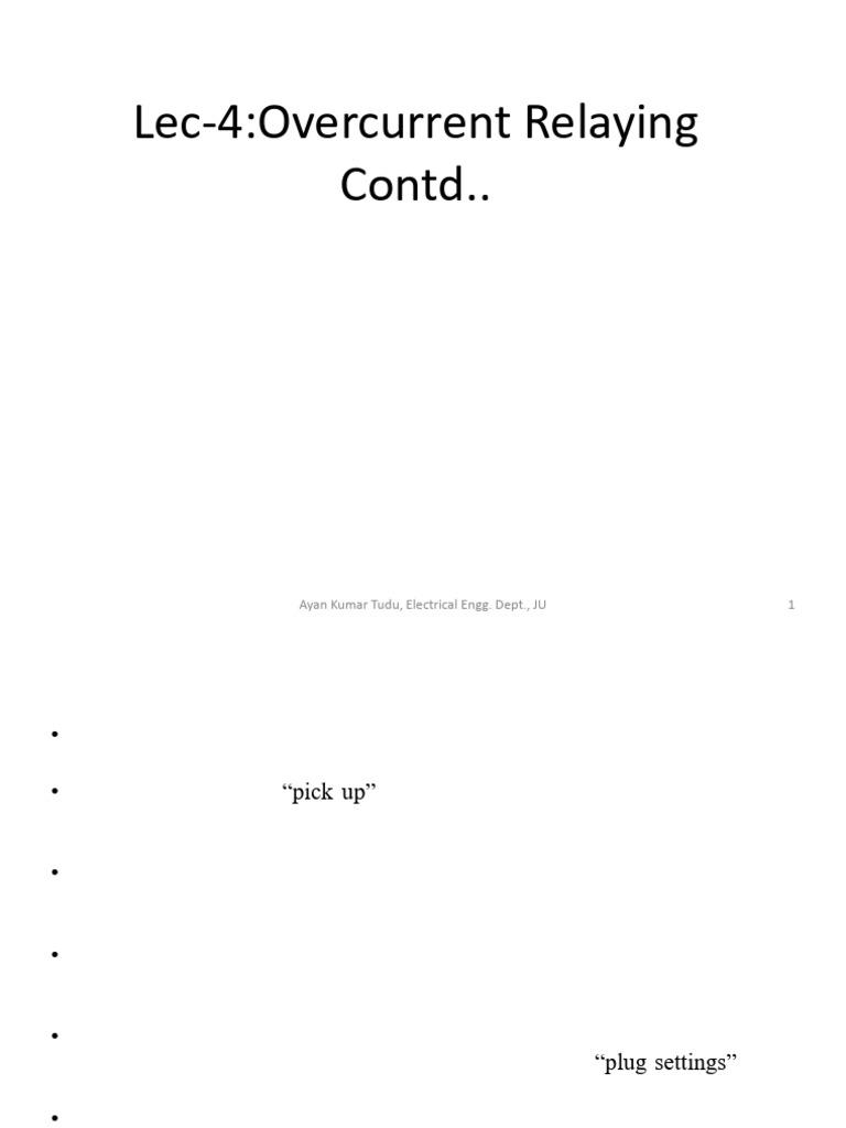 Overcurrent Relaying LEC - 4 | PDF | Relay | Transformer