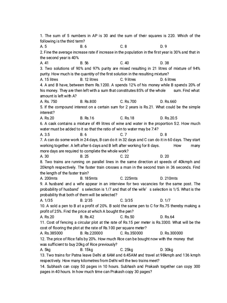 Math Problem Solving Questions | PDF