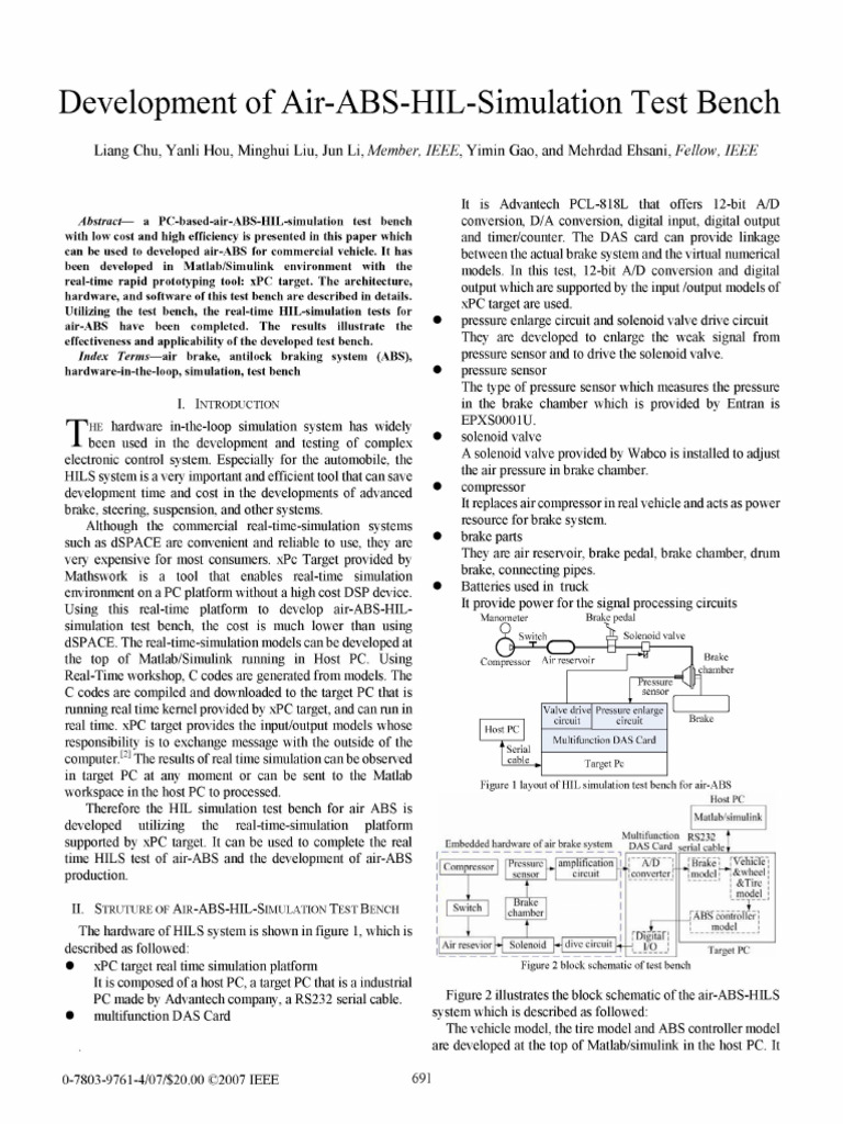 Air-ABS HIL Simulation Test Bench Development | PDF | Force | Torque