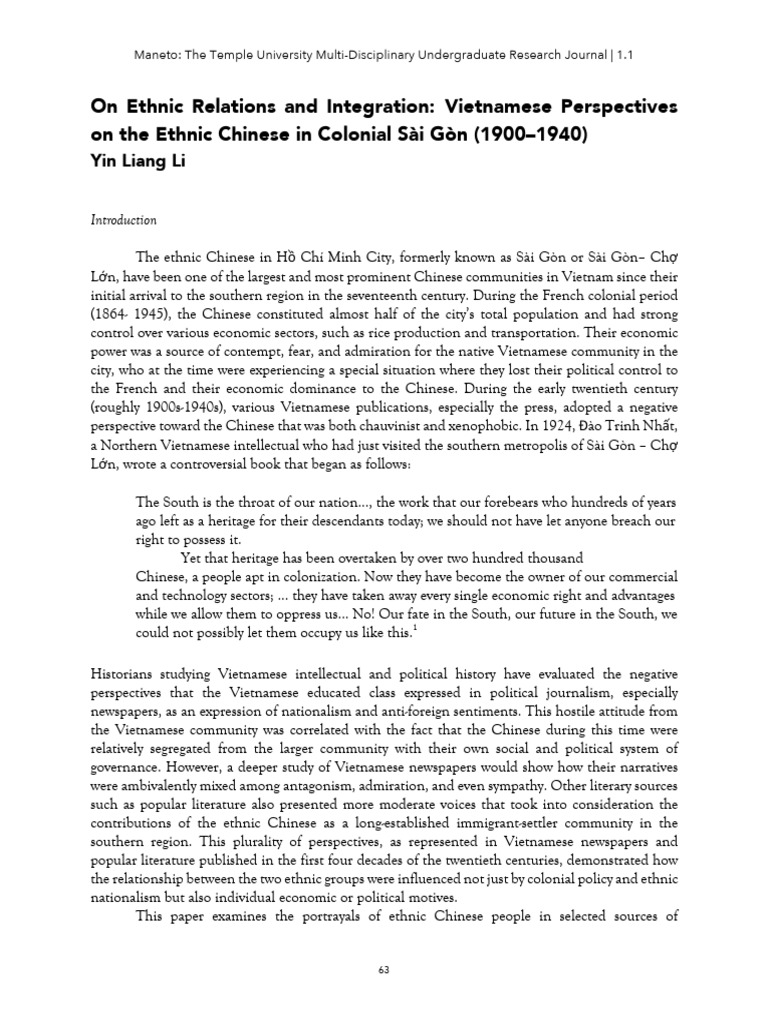 Vietnamese Views on Ethnic Chinese (1900-1940) | PDF | Vietnam | Ho Chi ...