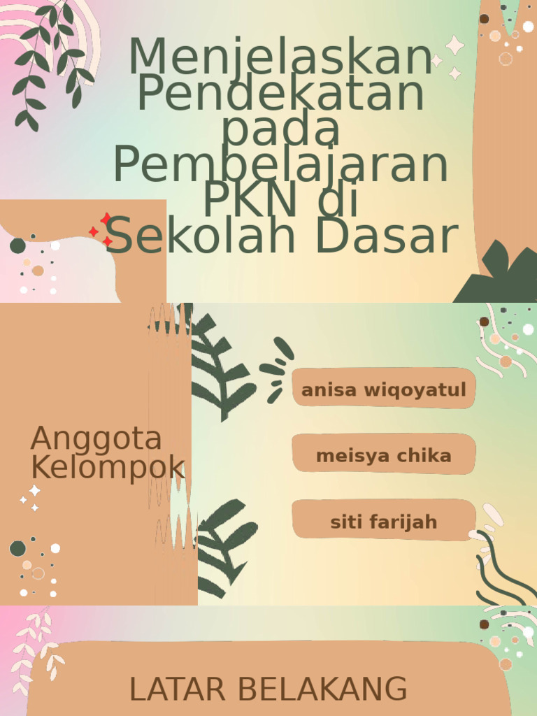 Pendekatan Pembelajaran PKN di SD | PDF