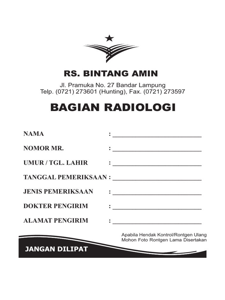 Formulir Pemesanan Radiologi RS Bintang Amin | PDF