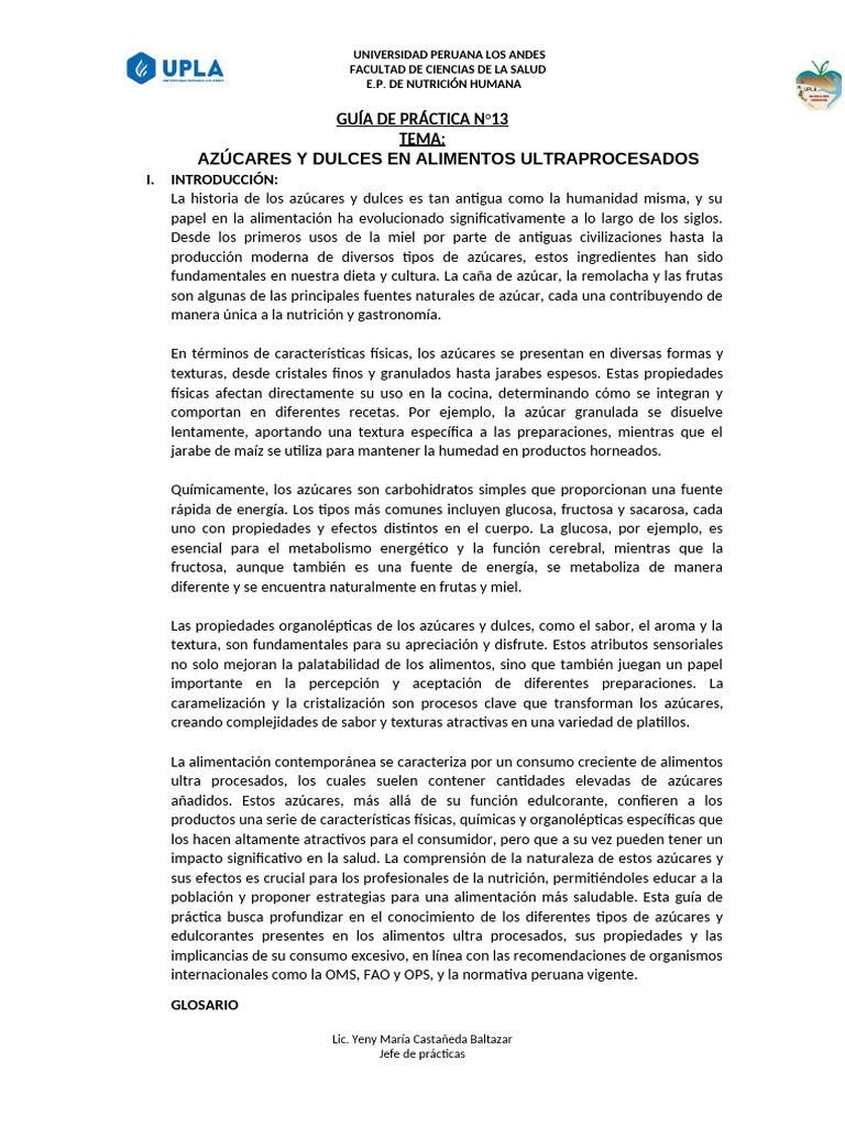 Guia de Practica 13 - Azúcares-Selección | PDF | Azúcar | Dieta y nutrición
