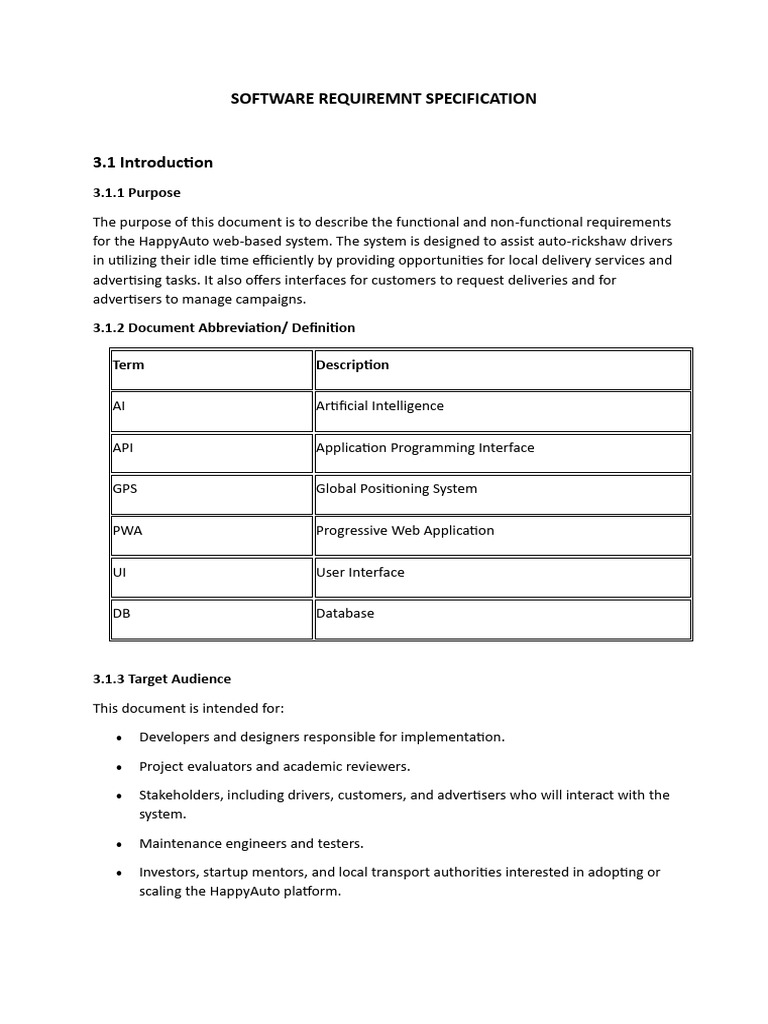 HappyAuto Web System Requirements | PDF | Artificial Intelligence ...