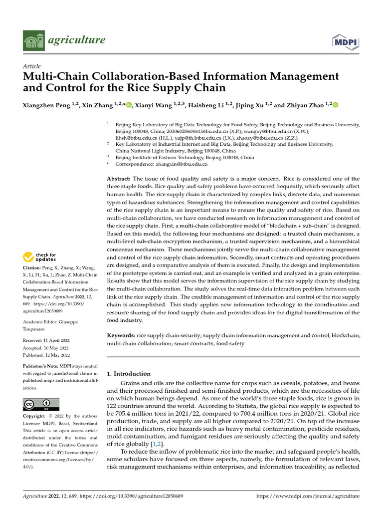 Rice Supply Chain Info Management | PDF | Supply Chain | Internet Of Things