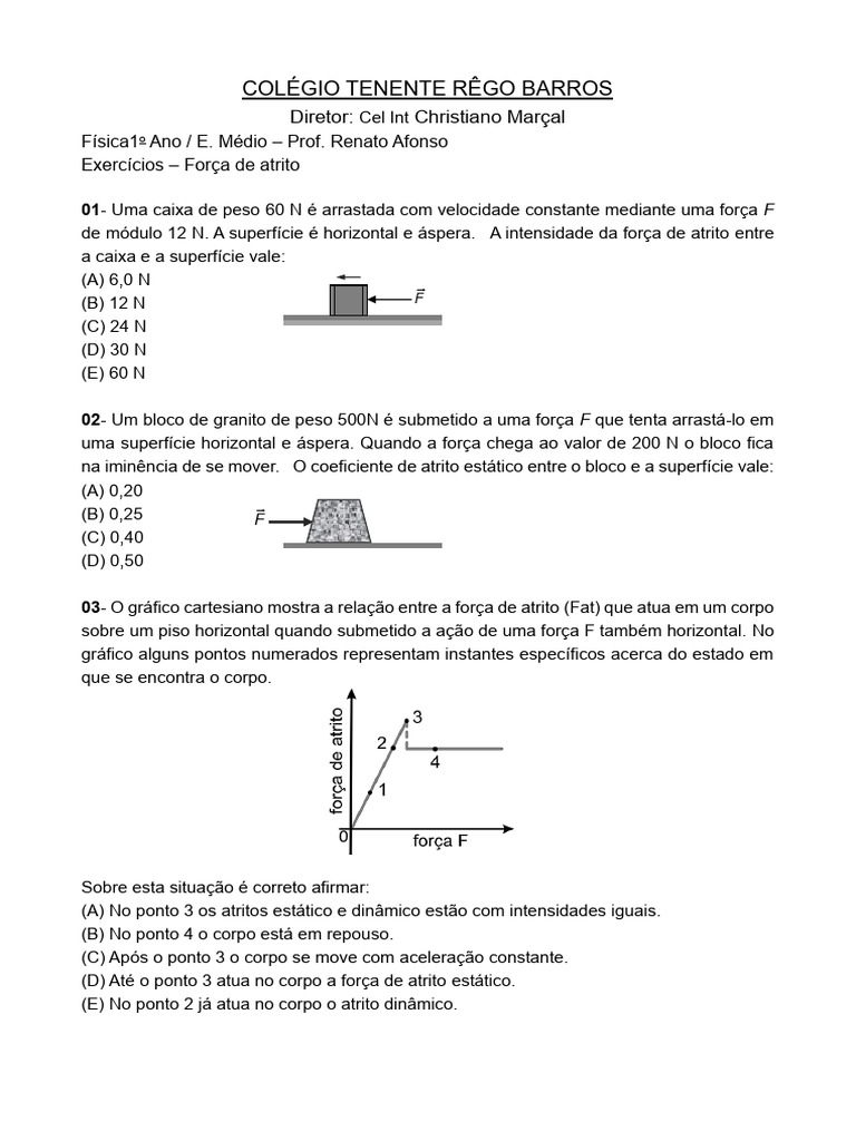Exercícios sobre Força de Atrito em Física | PDF | Atrito | Força