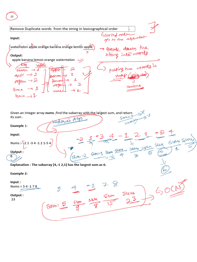 Remove Duplicates & Max Subarray Sum | PDF
