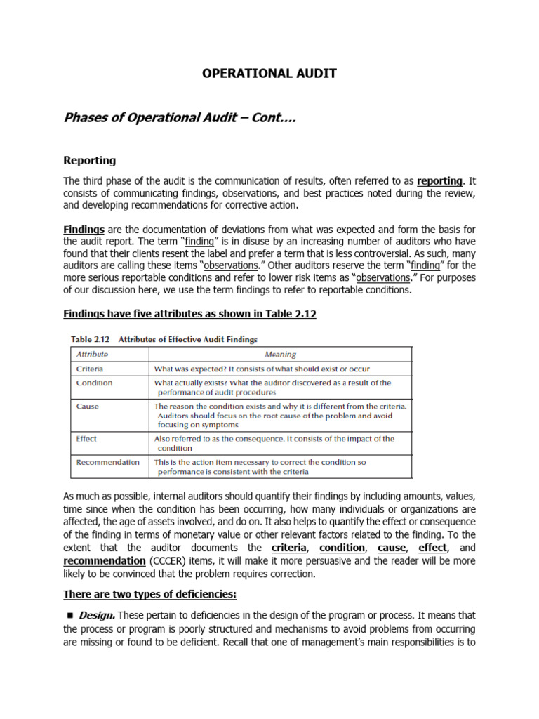 Phases of Operational Audit Reporting | PDF | Audit | Performance Indicator
