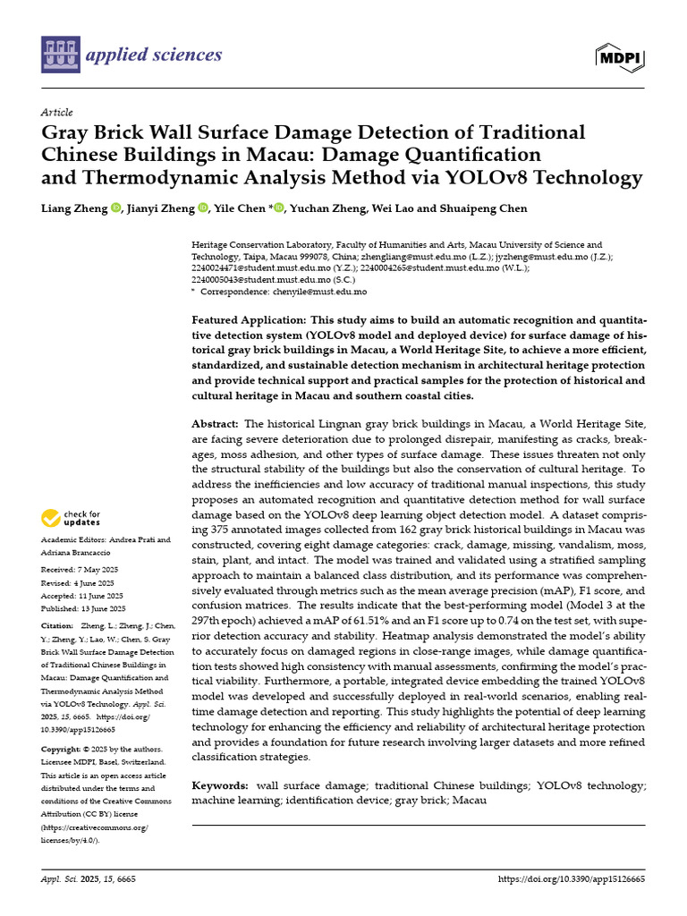 Gray Brick Damage Detection in Macau | PDF | Deep Learning | Brick