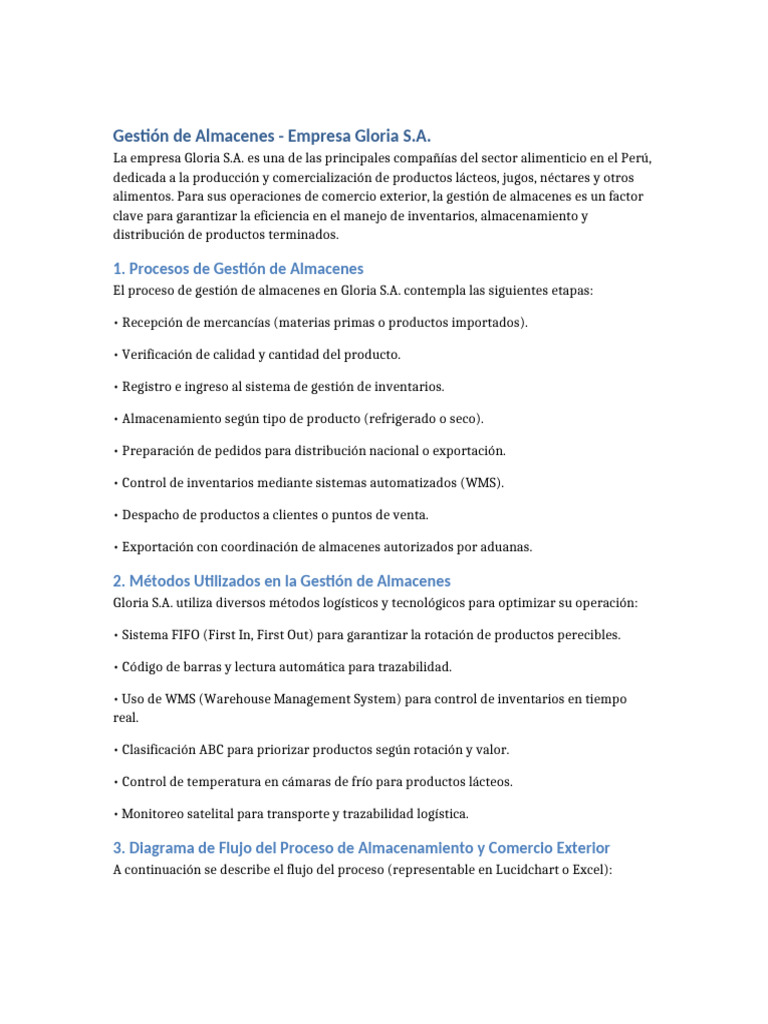 Gestión de Almacenes en Gloria S.A. | PDF | Almacén | Logística