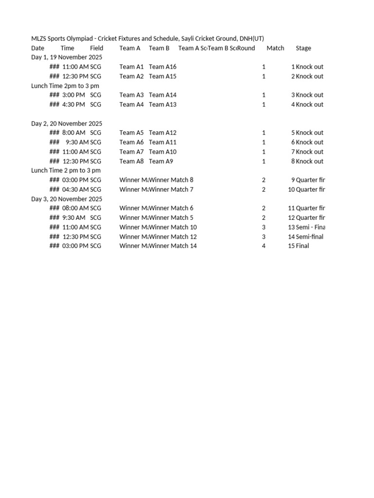 Cricket - Fixtures | PDF
