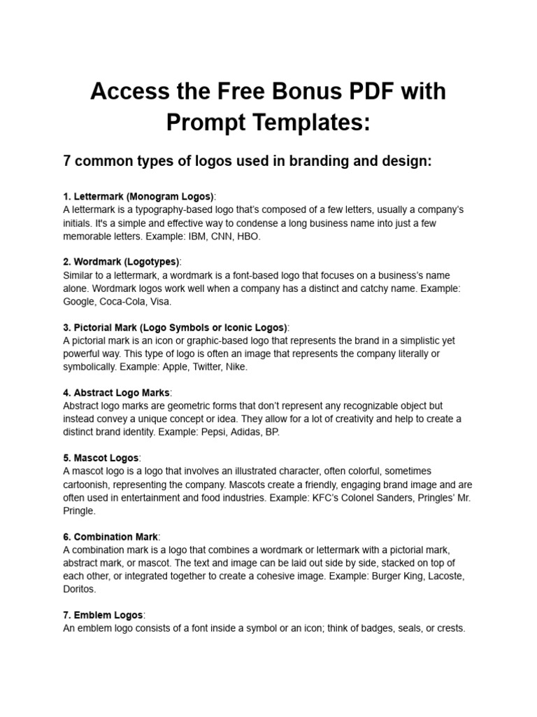 Logo Types and Design Templates Guide | PDF | Logos | Brand