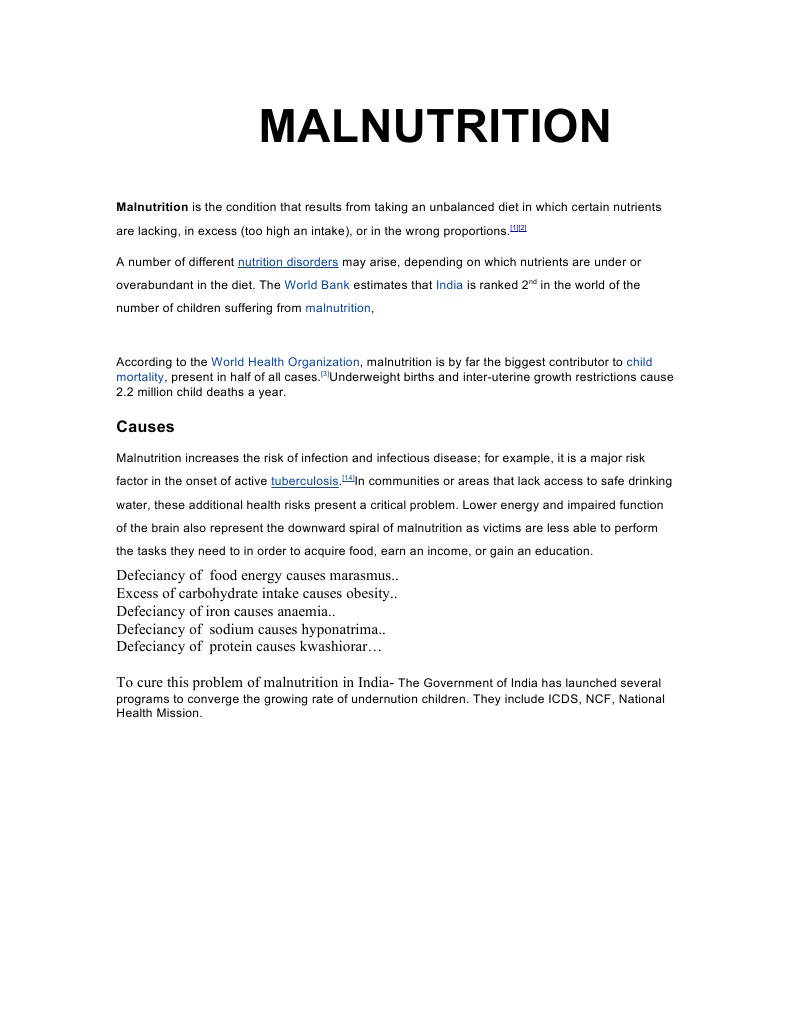 Understanding Malnutrition Causes and Effects | PDF | Wellness