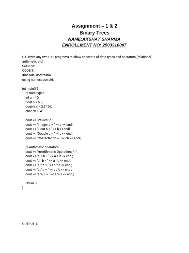 AKSHAT SHARMA 2503310007 - Week 1 and 2 | PDF | Namespace | Programming ...