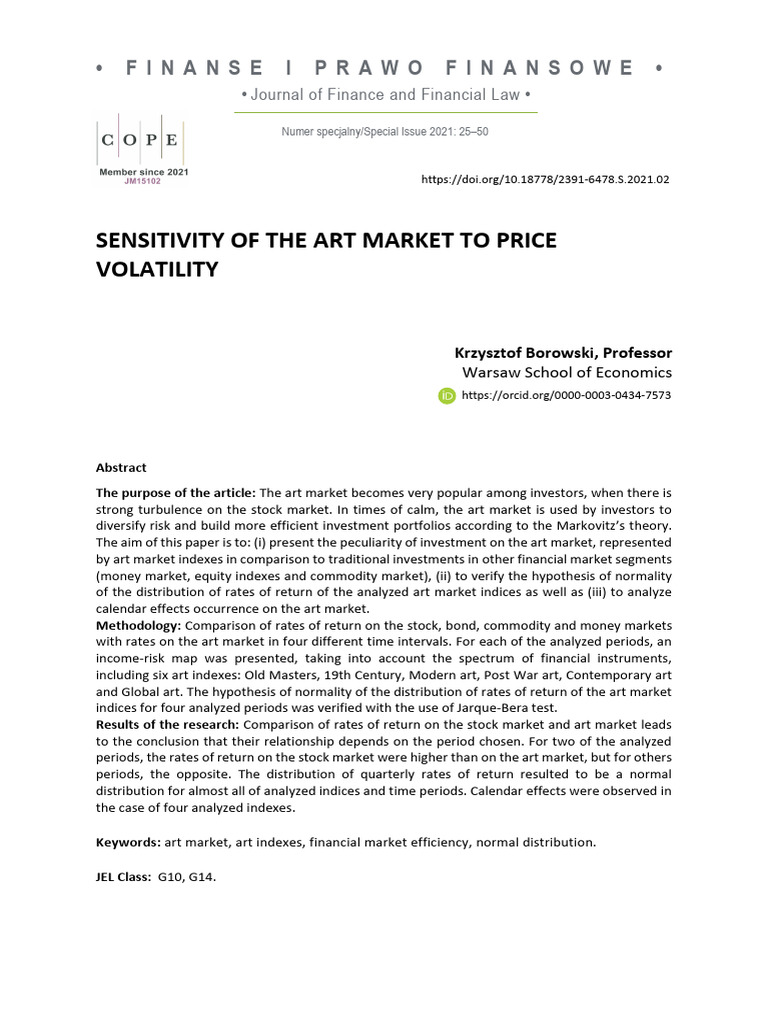 Art Market Sensitivity to Price Volatility | PDF | Market (Economics ...