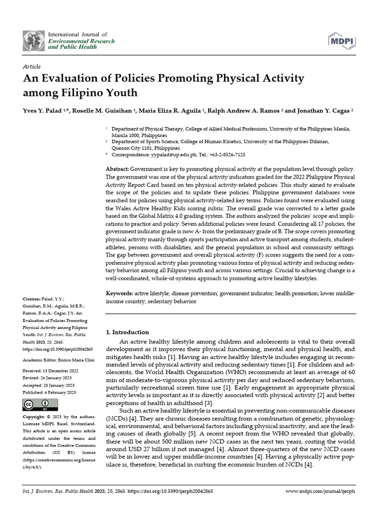 An Evaluation of Policies Promoting Physical Activ | PDF | Non ...