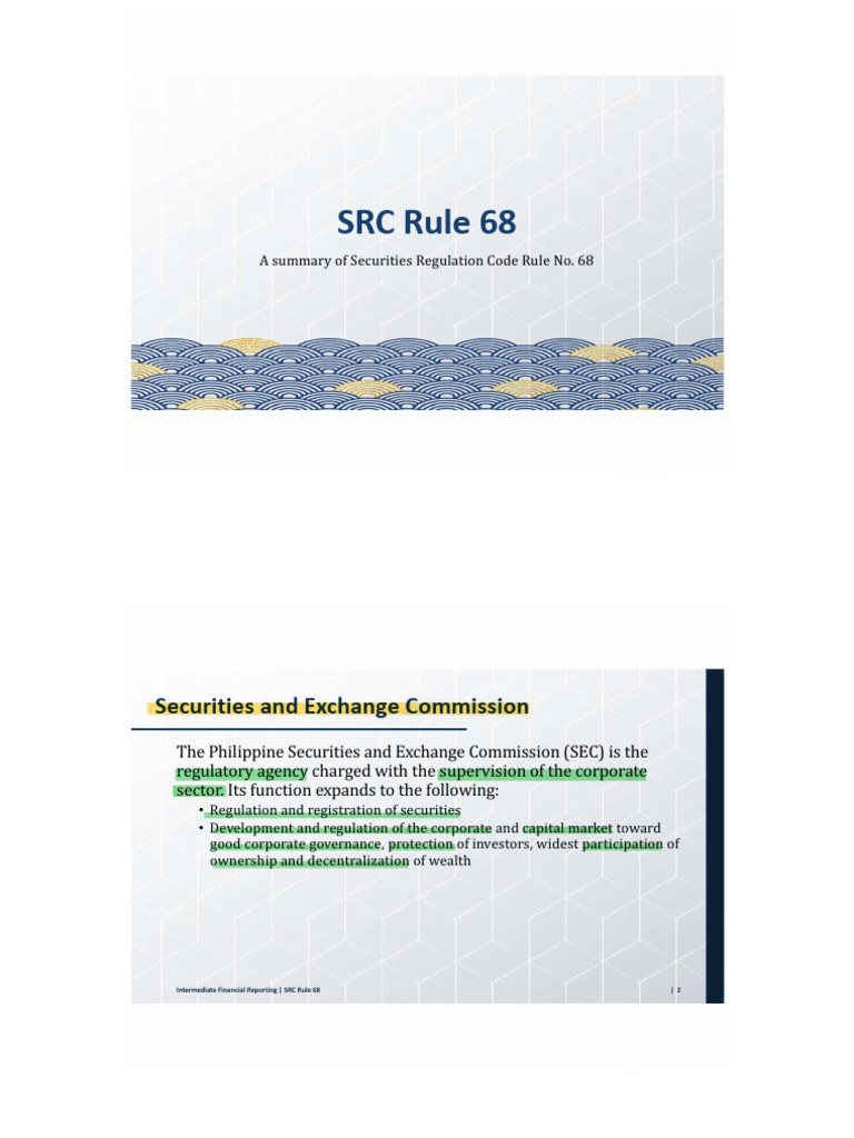 Overview of SRC Rule 68 Compliance | PDF | International Financial ...