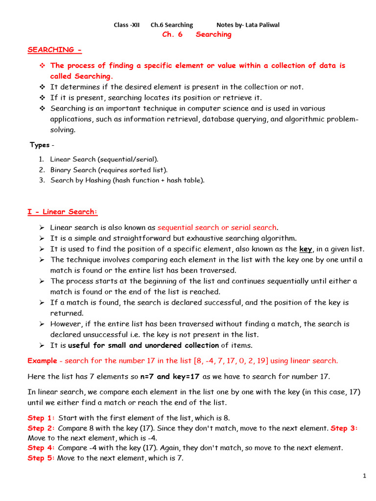 Searching Techniques in Computer Science | PDF | Computer Data ...