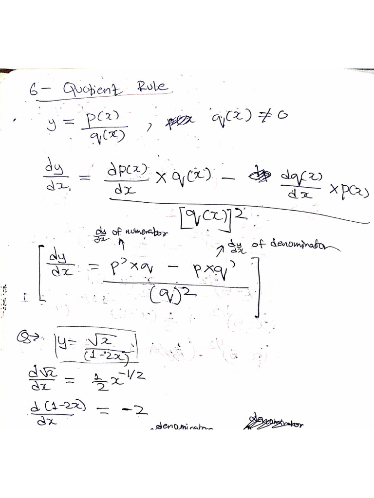 Quotient Rule Notes | PDF