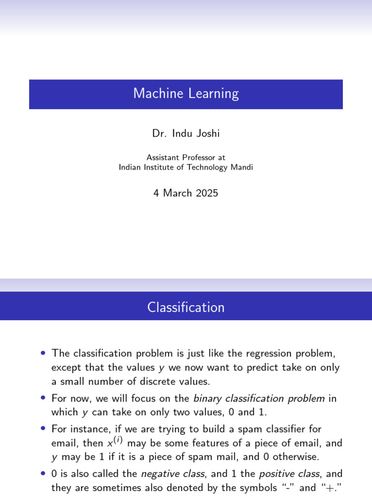 Logistic Regression for Binary Classification | PDF | Logistic ...