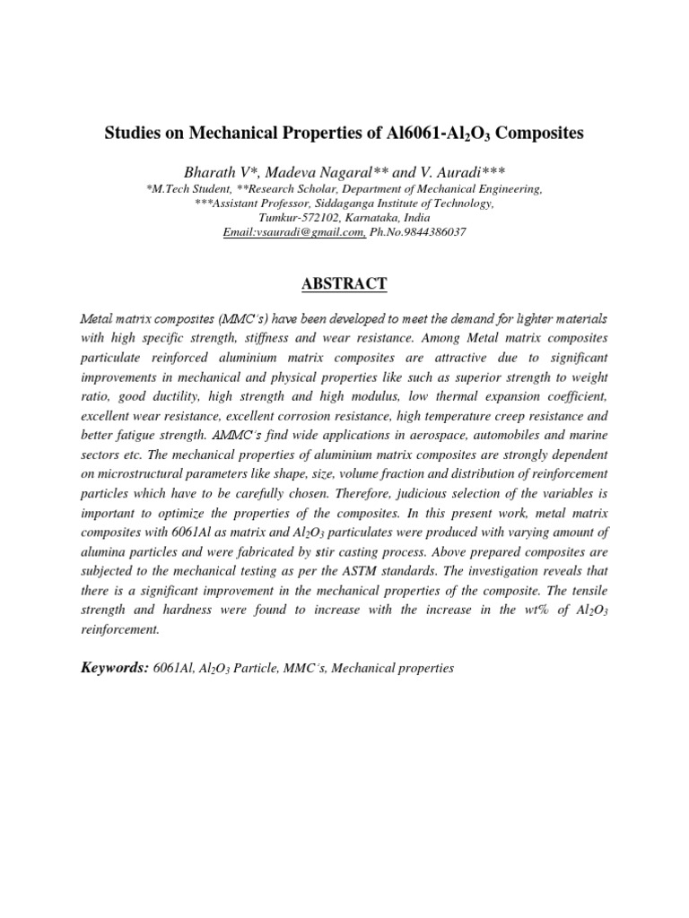 Mechanical Properties of Al6061 Composites | PDF | Composite Material ...