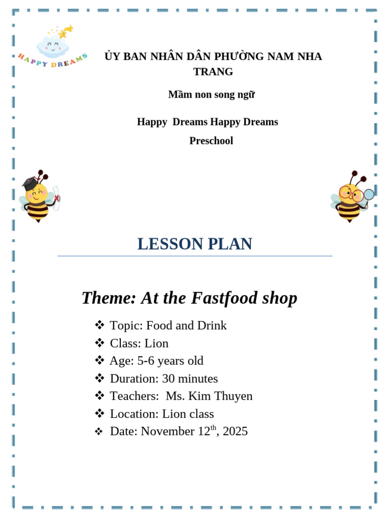 Food and Drink Lesson Plan 20 11 Done | PDF