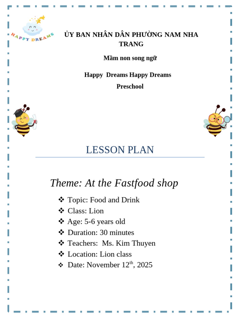 Food and Drink Lesson Plan 20 11 | PDF