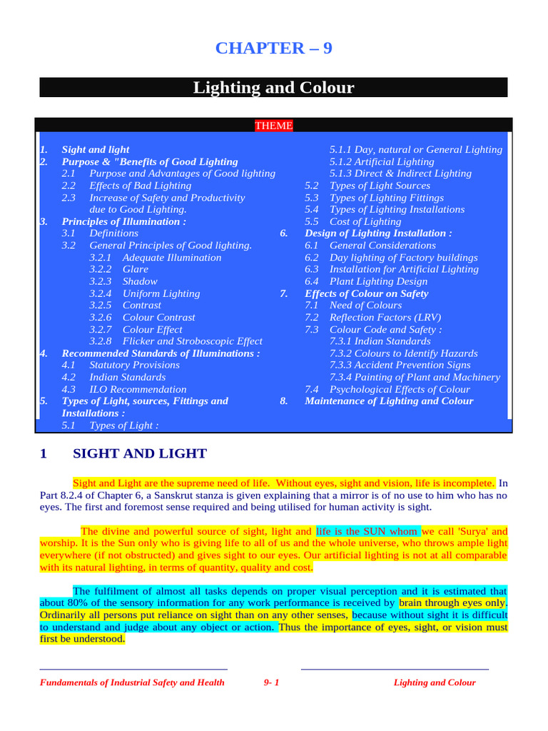 Importance of Lighting and Colour Safety | PDF | Lighting | Contrast ...