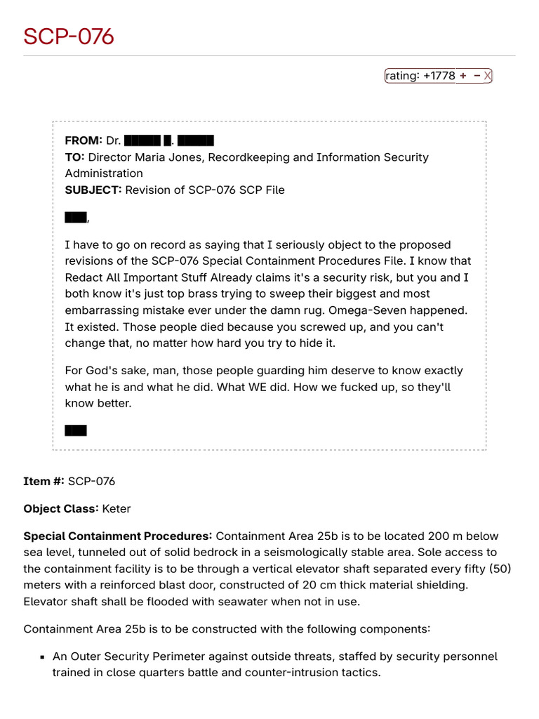SCP-076: Containment Procedures Review | PDF