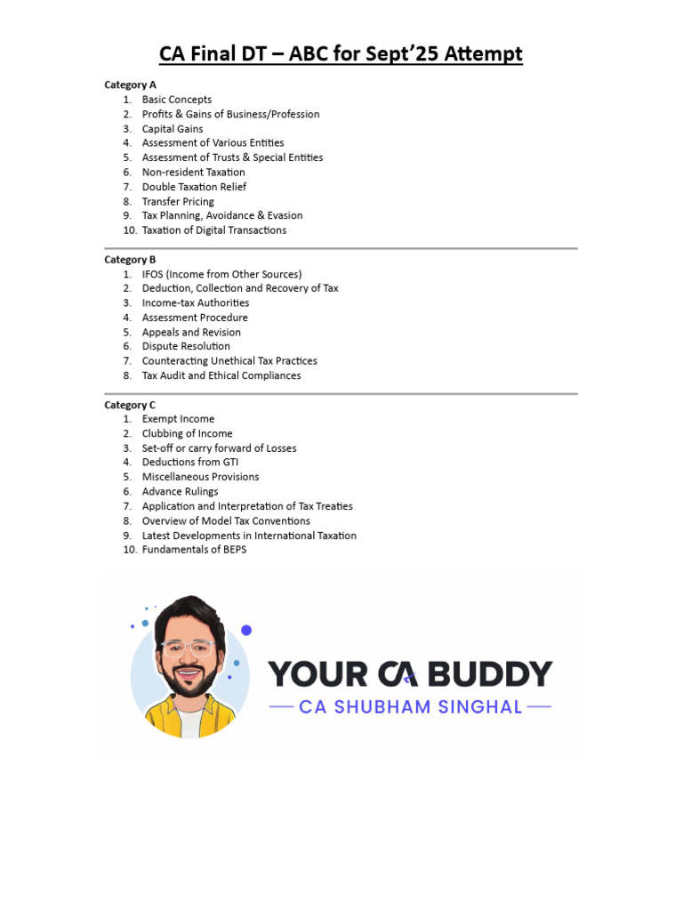 CA Final DT Guide for Sept 2025 | PDF